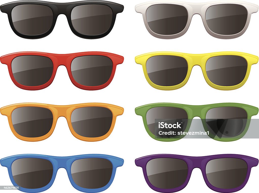 Sunglasses An assortment of different colored sunglasses Clothing stock vector