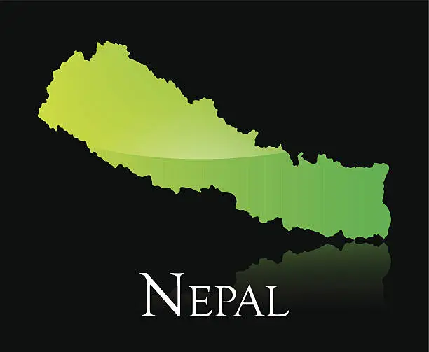 Vector illustration of Nepal green shiny map