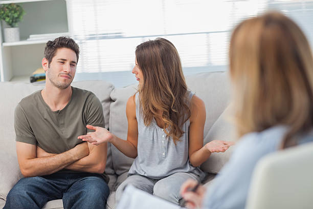 istock Couple arguing during a psychotherapy 462680325