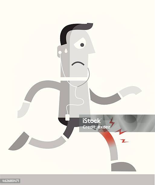 무릎 통증을 동안 땀복 달리기에 대한 스톡 벡터 아트 및 기타 이미지 - 달리기, 부상, 아픔