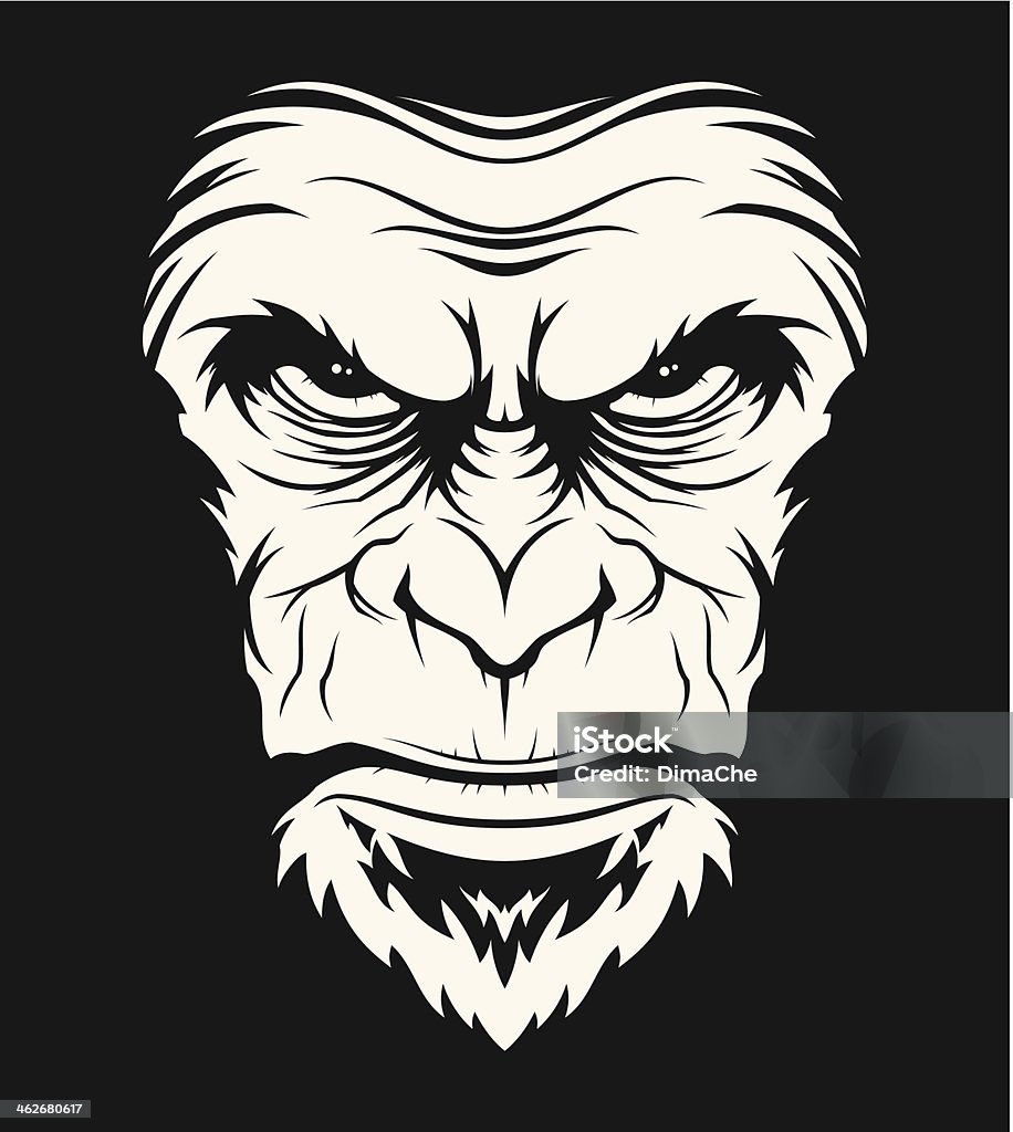 Angry ape head Angry ape head (ready for plotter cutting). Gorilla stock vector