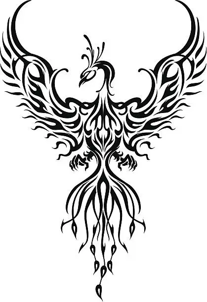 Vector illustration of Phoenix Bird Tattoo