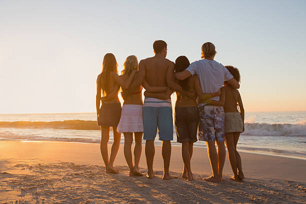 istock Group of close friends watching the sunset 462681283