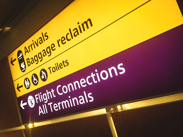 istock Flight connection sign on the airport 462681721