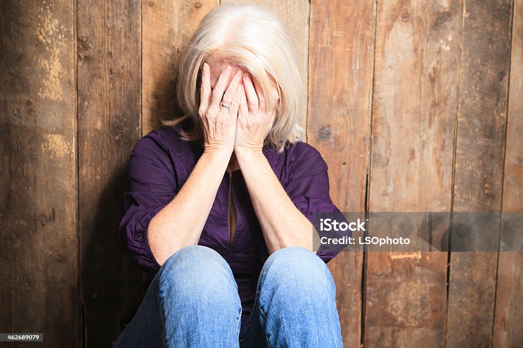 Sad Senior - Depress Sad Senior Adult Stock Photo