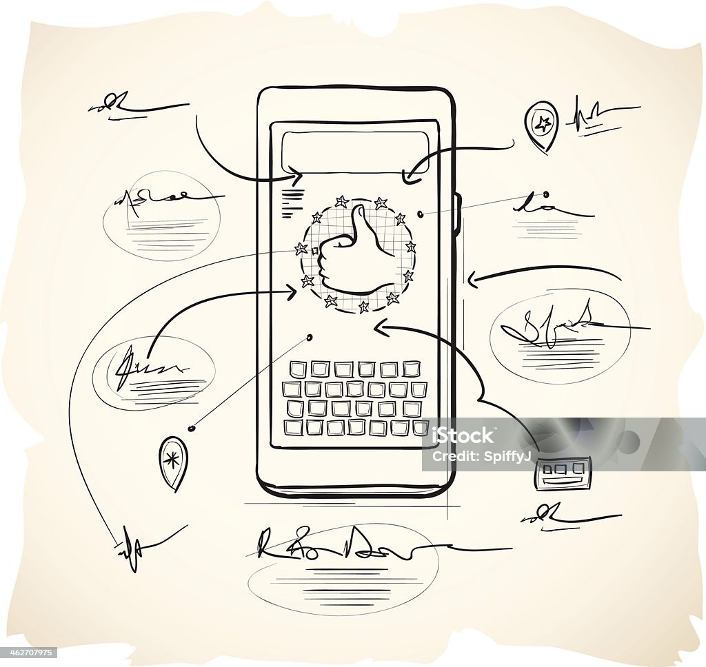 Smartphone application design Objects left unmerged so you can remove or reposition as needed. User Experience stock vector