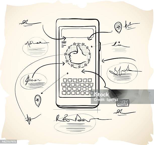 Smartphone Application Design Stock Illustration - Download Image Now - User Experience, Drawing - Activity, Sketch