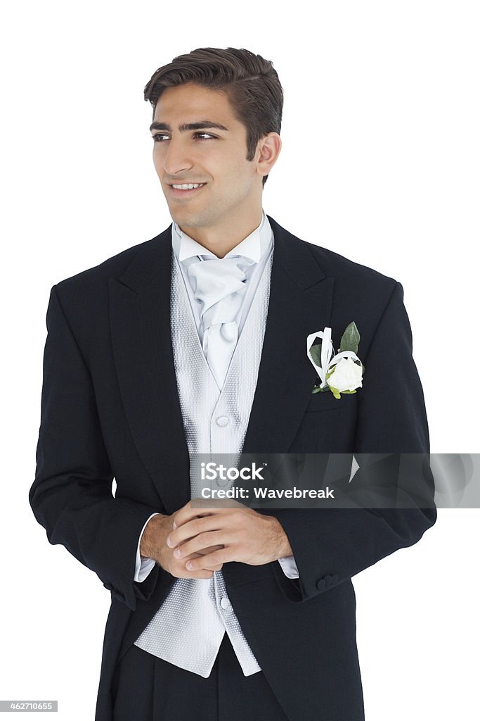 O prazer atraente jovem olhando longe noivo - Foto de stock de 20 Anos royalty-free