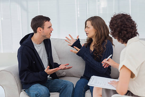 istock Troubled couple arguing on the couch 462716161