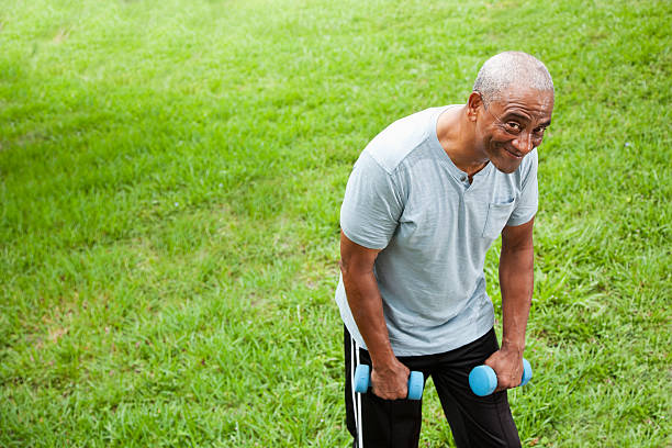 африканский американский старший мужчина, физические упражнения - sc0569 стоковые фото и изображения