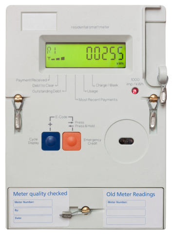 Residential smart electricity meter isolated on white with clipping path