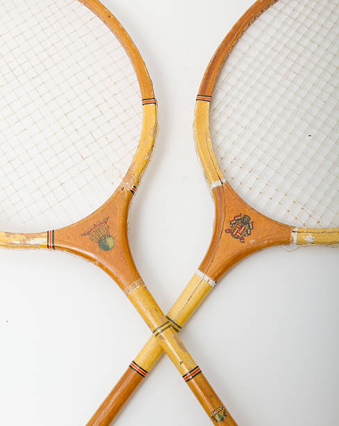 istock retro badminton rackets from wood with handmade prints 462750747