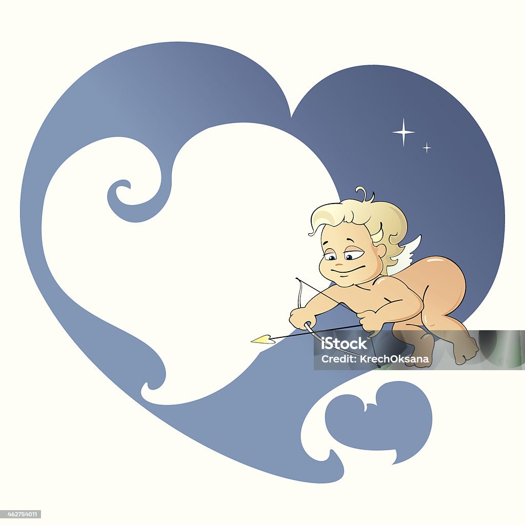 Cupid aiming at someone Funny little cupid aiming at someone. Illustration of a Valentine's Day with a place for your text. Aiming stock vector