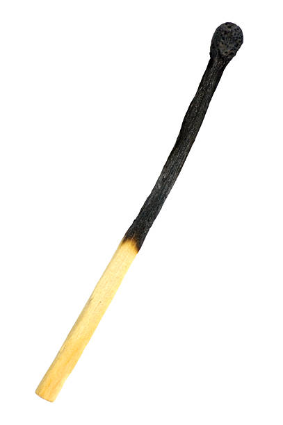 istock Burned match macro closeup, burnt matchstick, large detailed isolated 462762853
