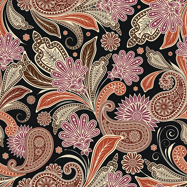 seamless pattern with paisley vector art illustration