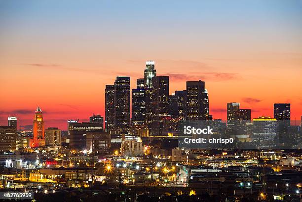 Centro Di Los Angeles Al Tramonto - Fotografie stock e altre immagini di Los Angeles - Città - Los Angeles - Città, Los Angeles - Contea, Orizzonte urbano