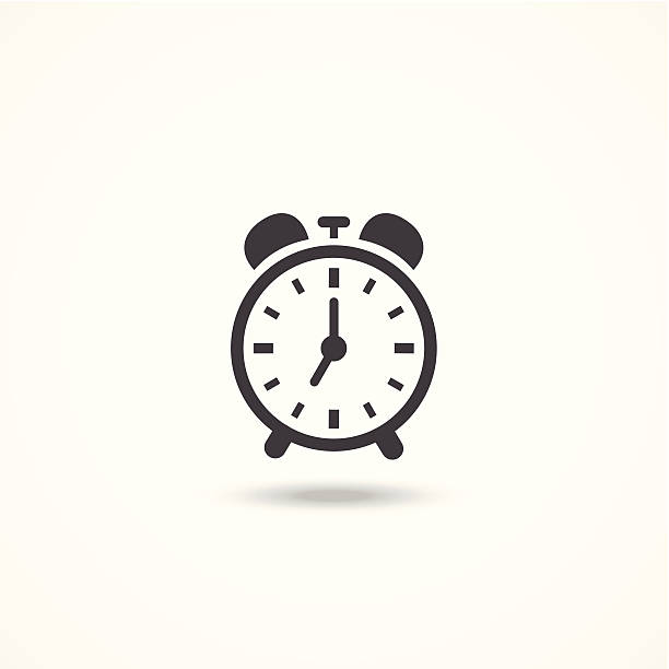 Black and white analog wind up alarm clock icon Clock icon alarm clock stock illustrations
