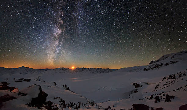 istock Milky Way and the moon over Caucasus mountains 462771657