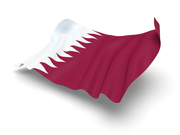 Hovering Flag of Qatar (Clipping Path) stock photo