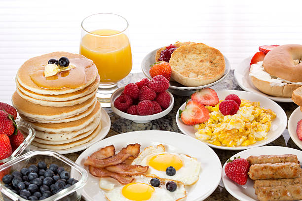 istock Breakfast food and juice. 462776411