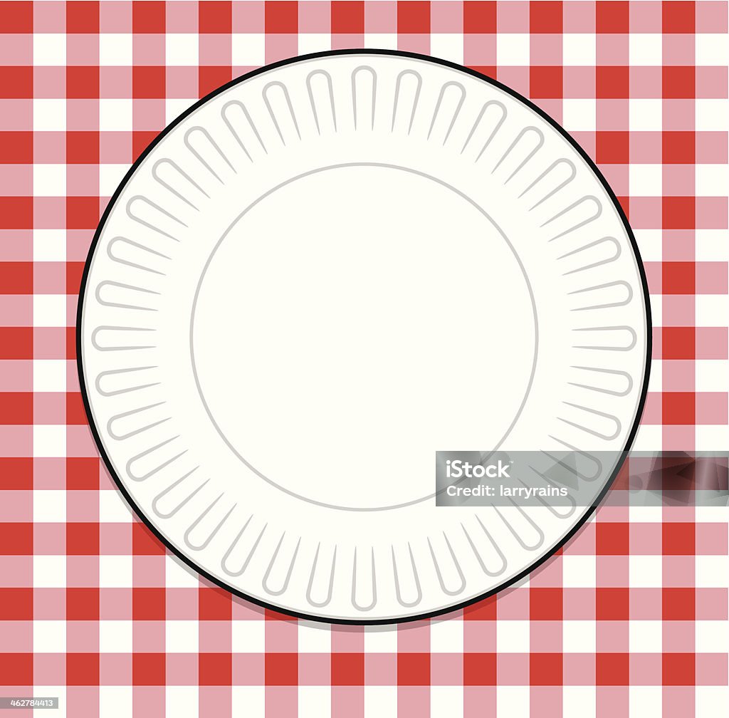 Plate With Red Picnic Tablecloth Stock Illustration - Download Image Now -  Cartoon, Plate, Paper Plate - iStock