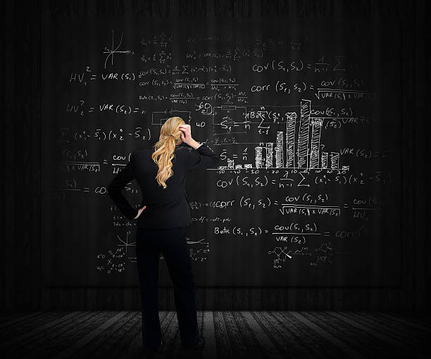 istock Blonde woman searching maths 462785073