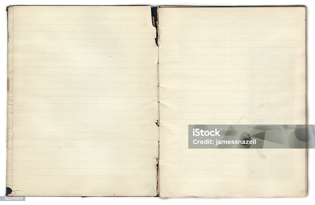 Alte Notebook-leeren Inneren Seiten (Mit Clipping Path) - Lizenzfrei Liniertes Papier Stock-Foto