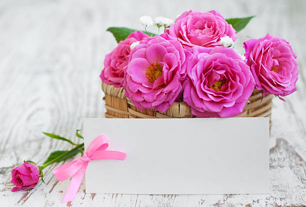 istock Card with roses on the table 462797041