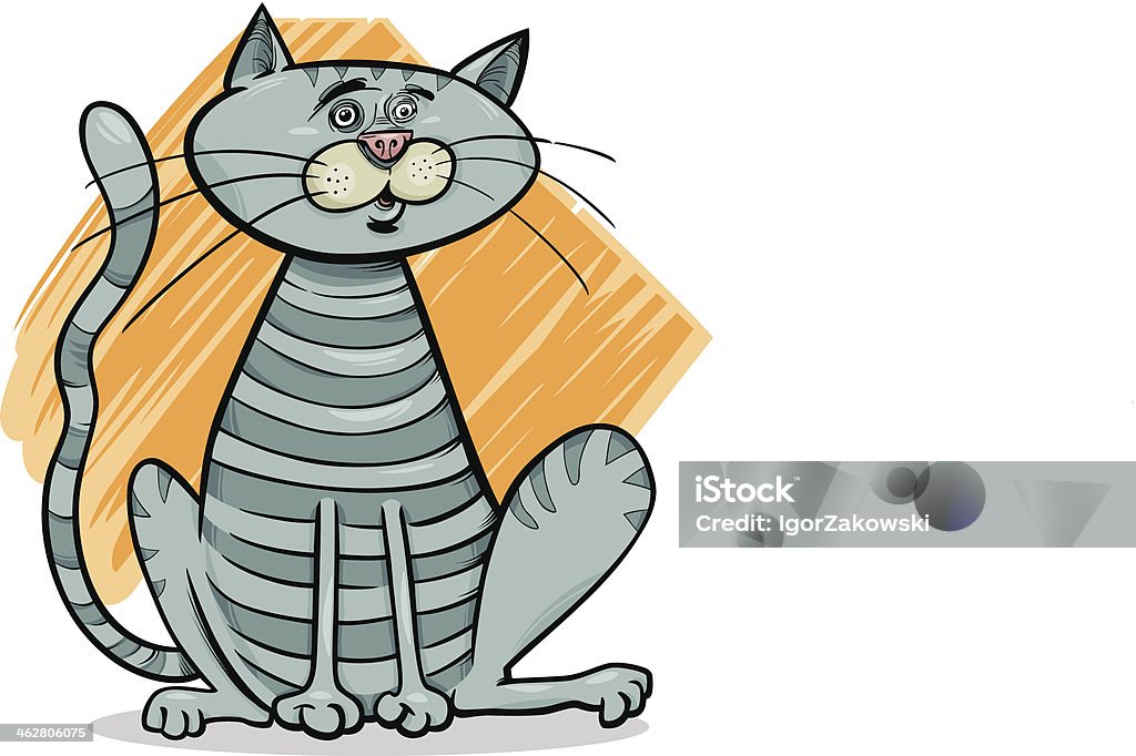 tabby gray cat cartoon illustration Cartoon Drawing Illustration of Sitting Gray Tabby Cat Animal stock vector