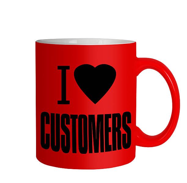 istock Love customers - business sales mug, message isolated over white 462814285