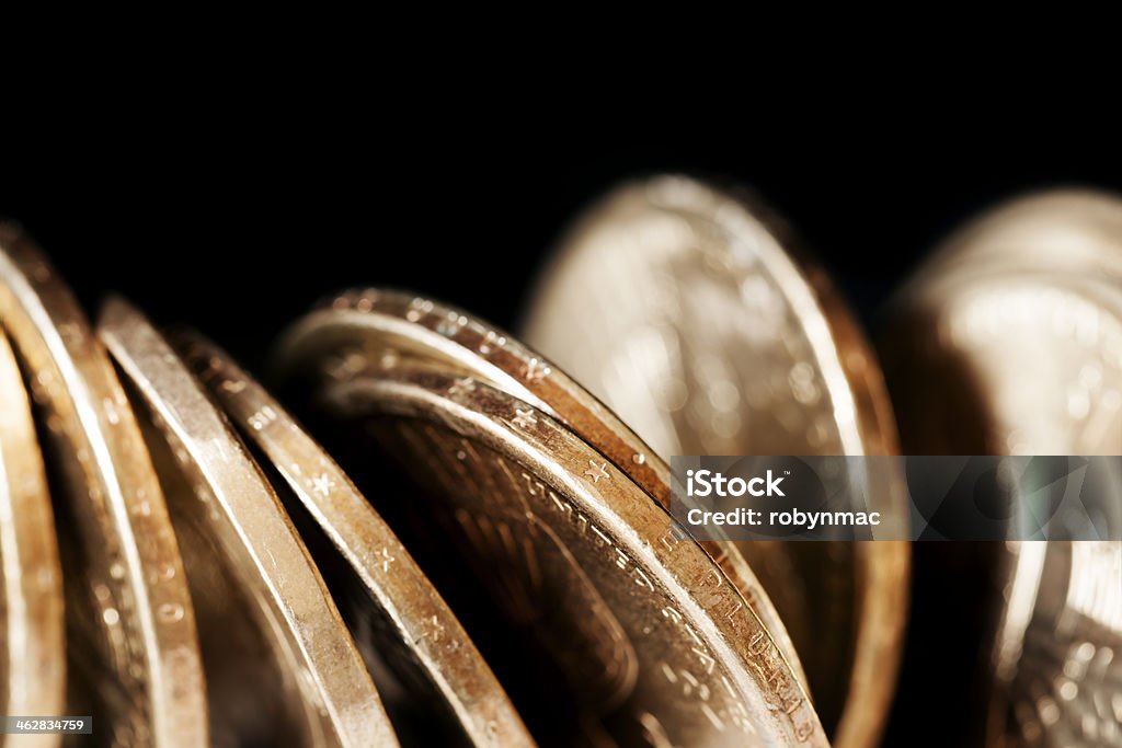Coins over Black American dollar coins over black background.  Shallow depth of field. One US Dollar Coin Stock Photo