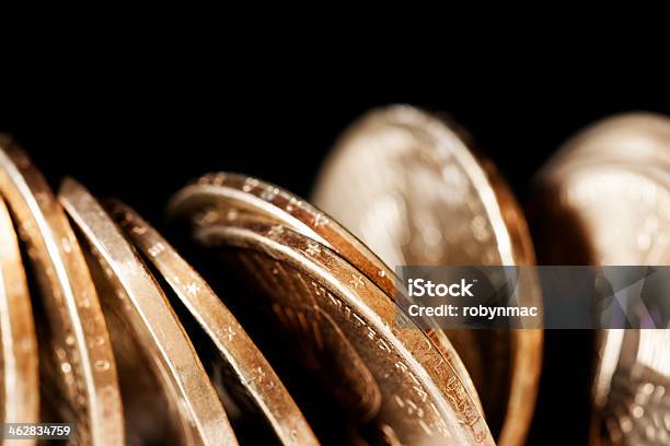 Coins Over Black Stock Photo - Download Image Now - One US Dollar Coin, USA, Black Background