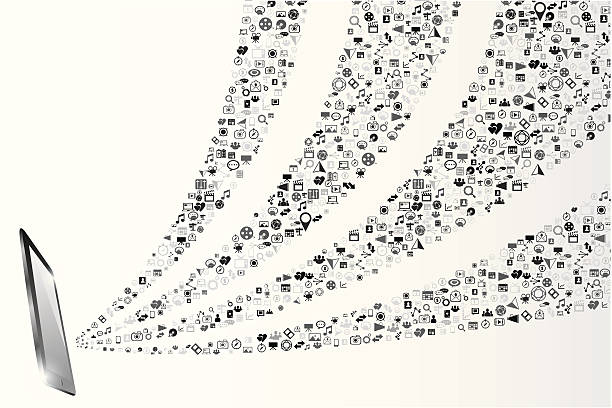 istock Social media Gray icons on Mobile phone 462837511