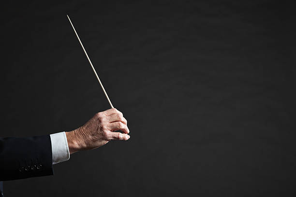 istock Conductor conducting an orchestra isolated. 462863305