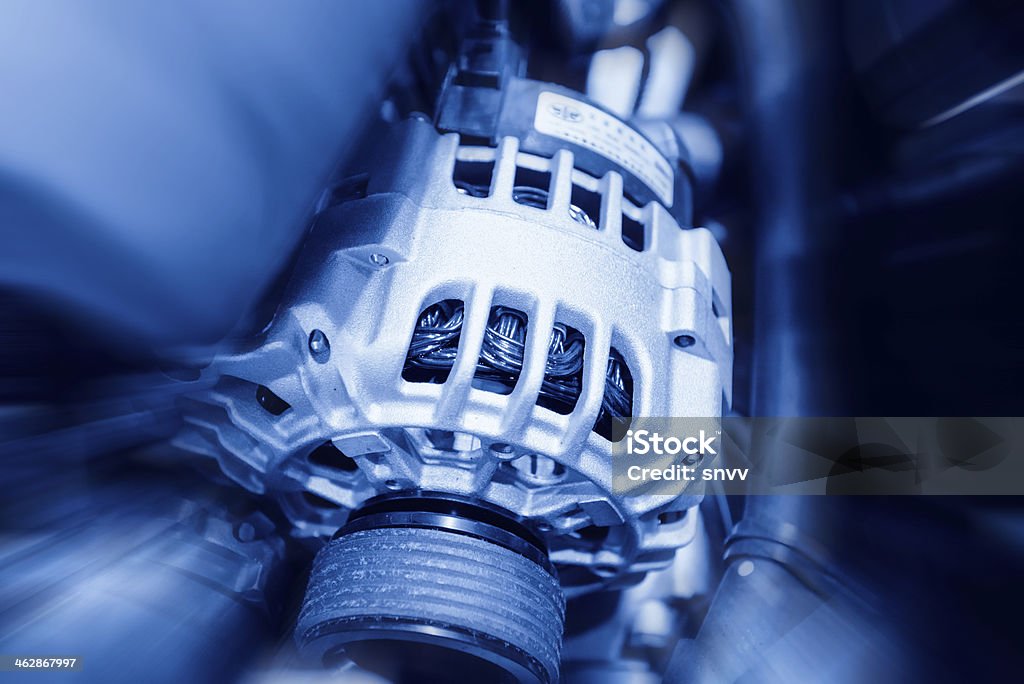 The car's engine closeup Aluminum Stock Photo