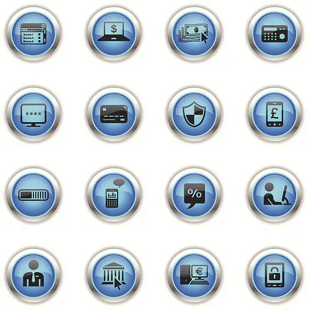 Vector illustration of Blue Icons - Home Banking