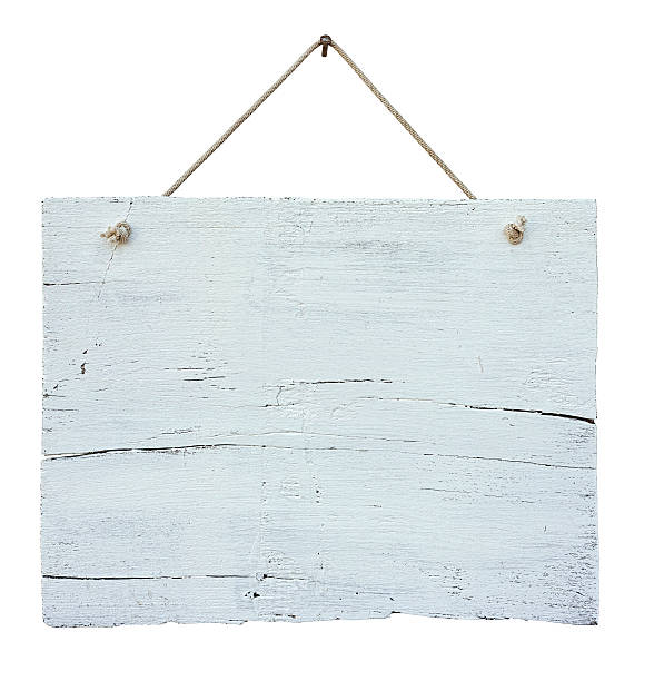 istock Old weathered white wood signboard. 462868981