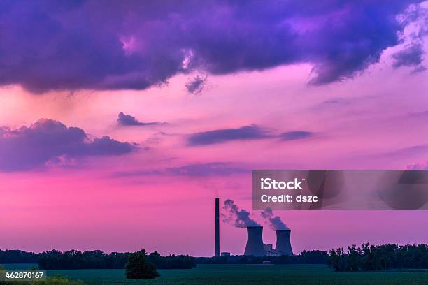 Sunset Over Coal Fired Powerplant Rockville Indiana Stock Photo - Download Image Now