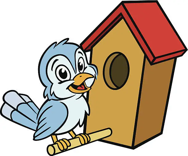Vector illustration of Bird in Birdhouse