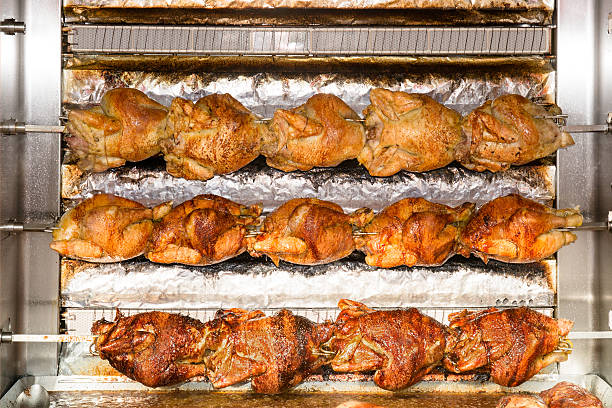 Rostisserie roasted chicken stock photo