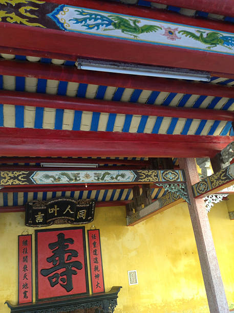 istock Striped colorful ceiling and wall of shrine 462874365