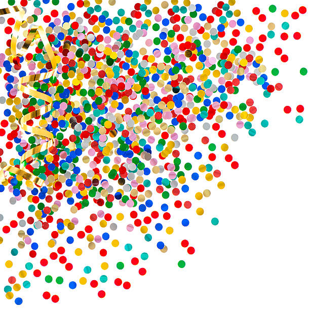istock colorful assorted confetti with golden serpentine 462874941