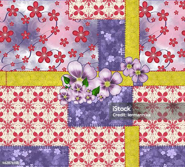 Patchwork And Flower Applique Stock Photo - Download Image Now - Horizontal, No People, Photography