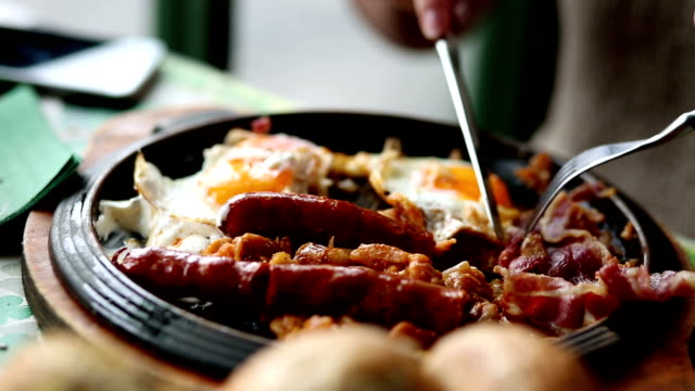 Sausage, eggs and beans