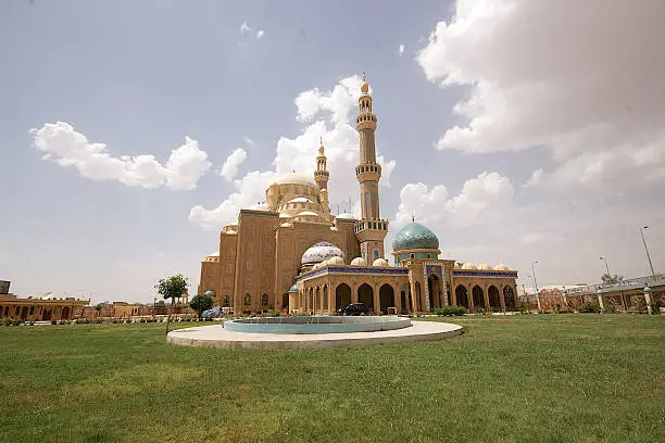 Jalil Khayat Mosque - The Great Mosque in Arbil (Hawler), Iraq (Autonomous Kurdistan Region). Two minarets are 65 meters high.