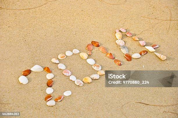 Ano 2014 Feito De Pequenas Concha Na Praia De Areia - Fotografias de stock e mais imagens de 2014