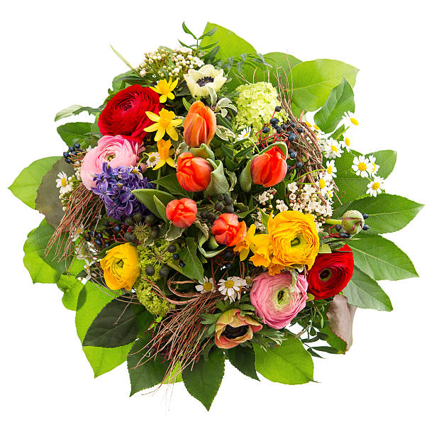 istock bouquet of colorful spring flowers isolated on white 462888421