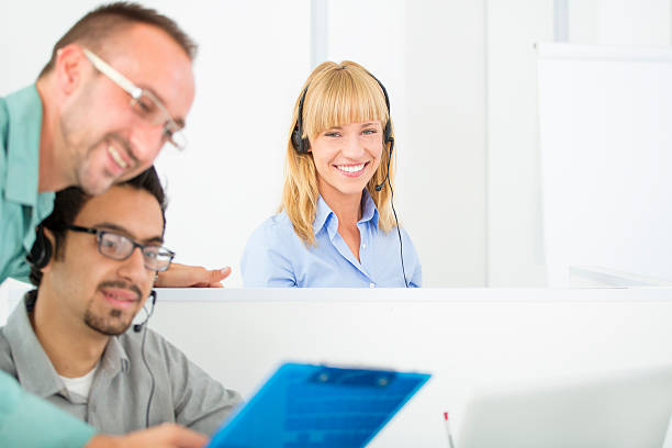 istock Business people working in call center. 462889397