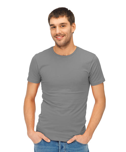 istock man in blank grey t-shirt 462889595
