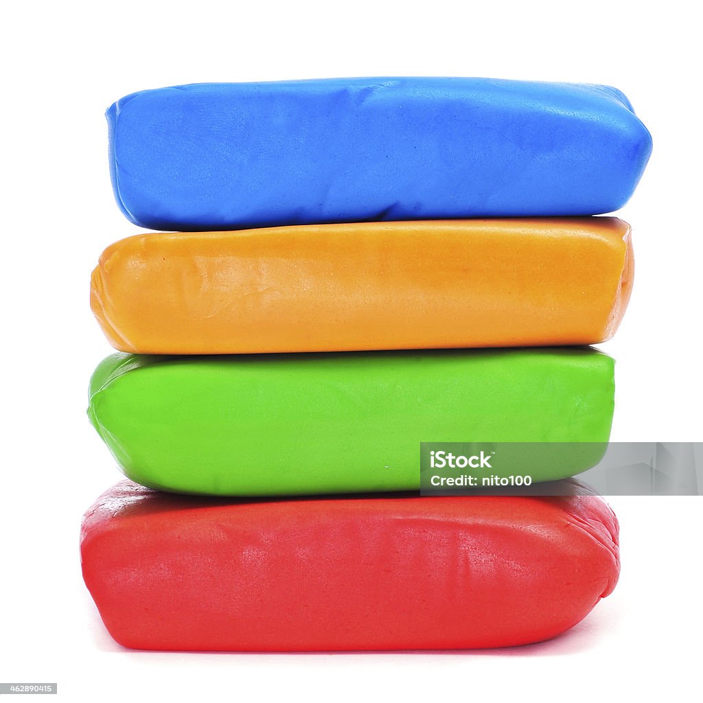 bars of rolled fondant some bars of rolled fondant of different colors on a white background Cake Stock Photo